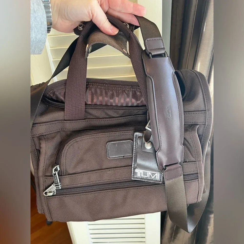 TUMI Dark Brown Ballistic Alpha Sport Carry On Duffel Bag